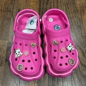 Girls pink clogs with charms size 2